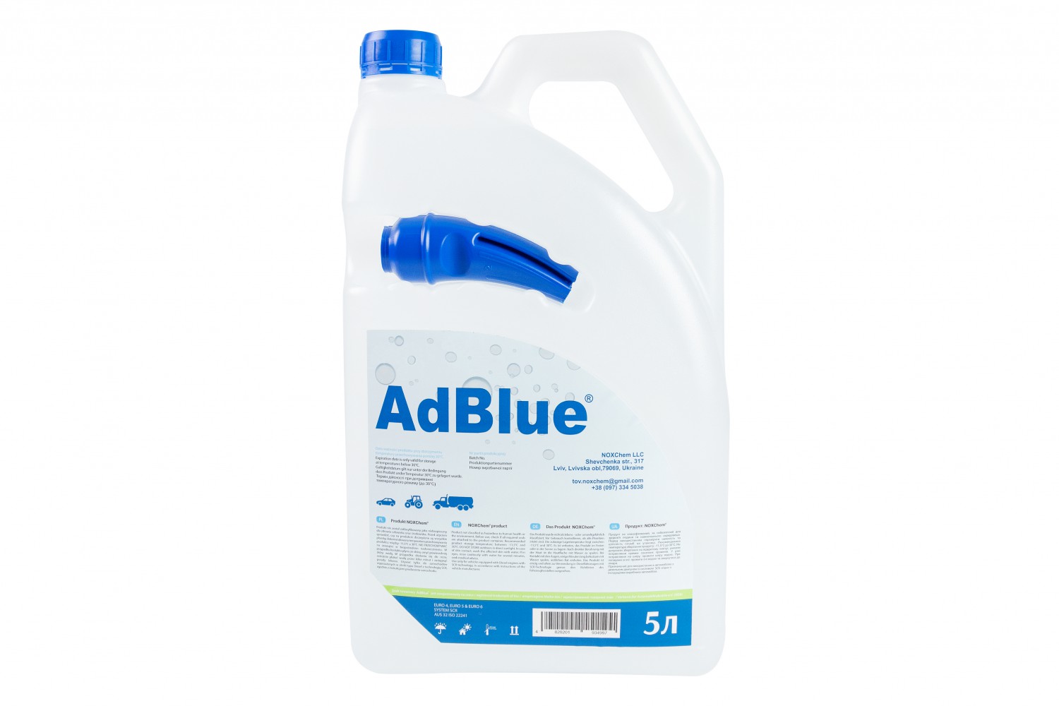 Рідина AdBlue NOXCHEM ліцензована, пластикова каністра з носиком, ДСТУ ISO 22241/DIN 70070, 5 л